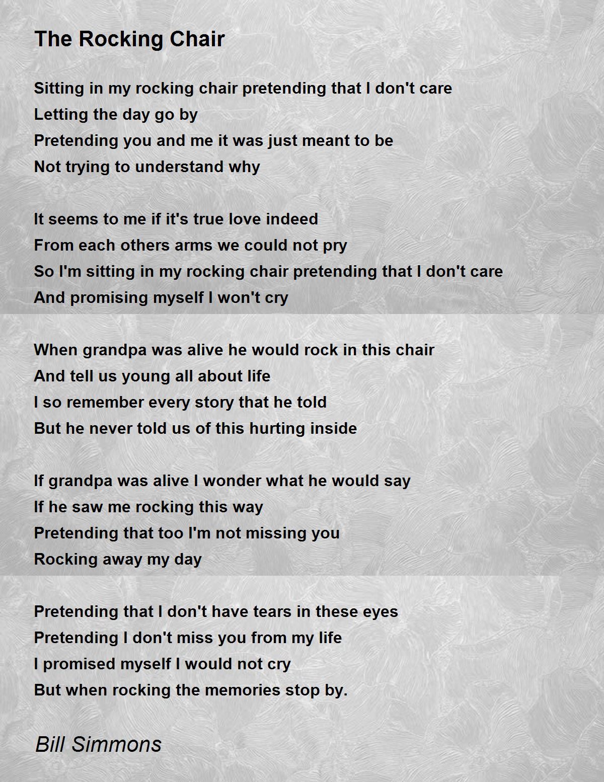 The Rocking Chair The Rocking Chair Poem by Bill Simmons