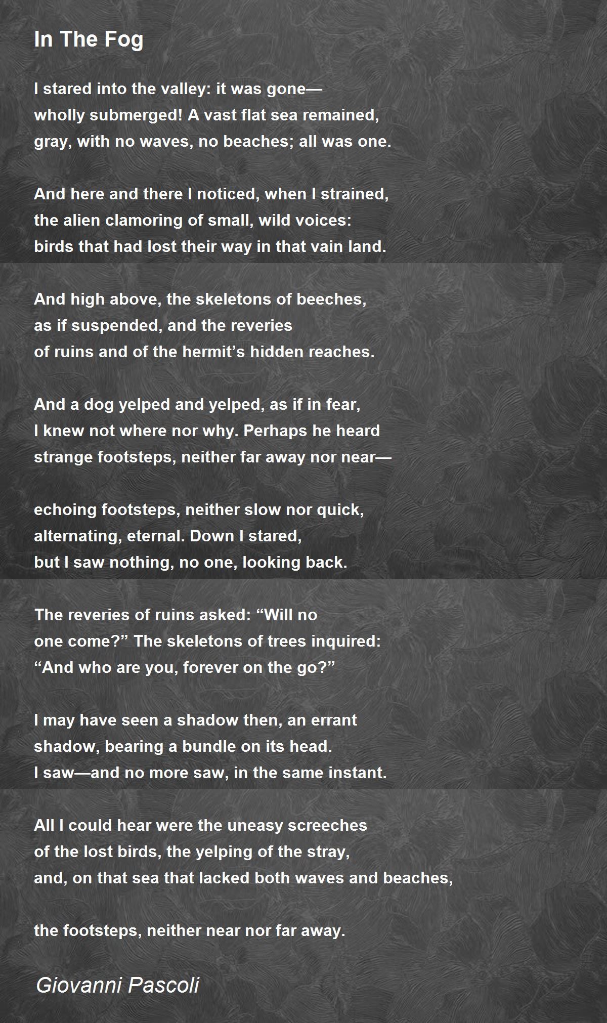 In The Fog In The Fog Poem by Giovanni Pascoli