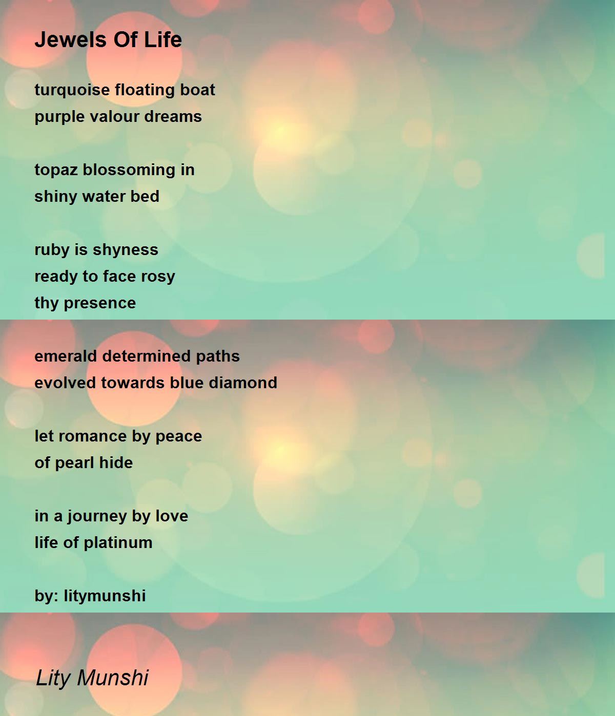 Jewels Of Life Jewels Of Life Poem by Lity Munshi