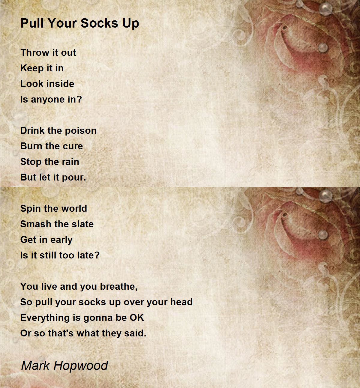 Pull Your Socks Up - Pull Your Socks Up Poem By Mark Hopwood