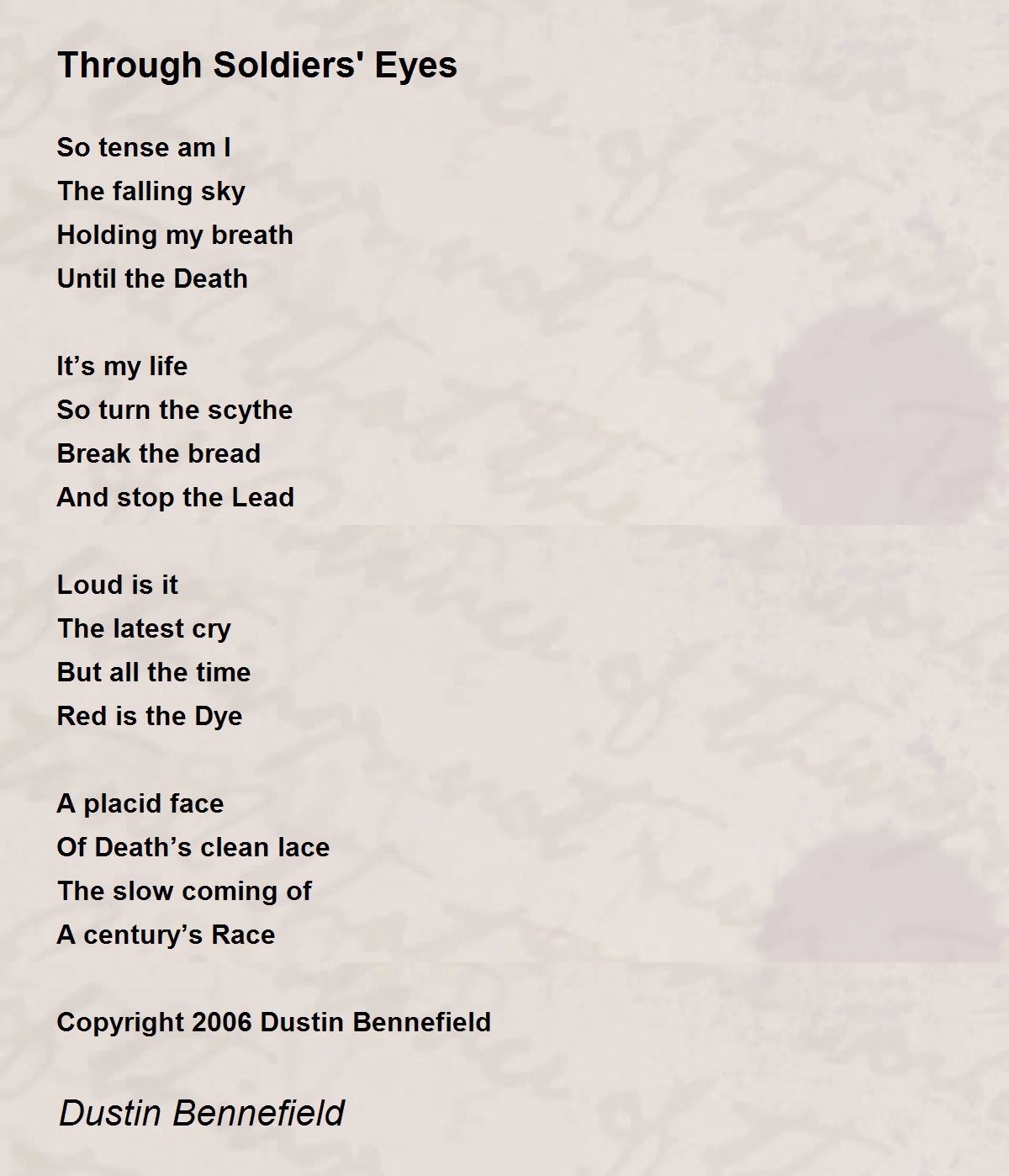 Through Soldiers' Eyes Through Soldiers' Eyes Poem by Dustin Bennefield