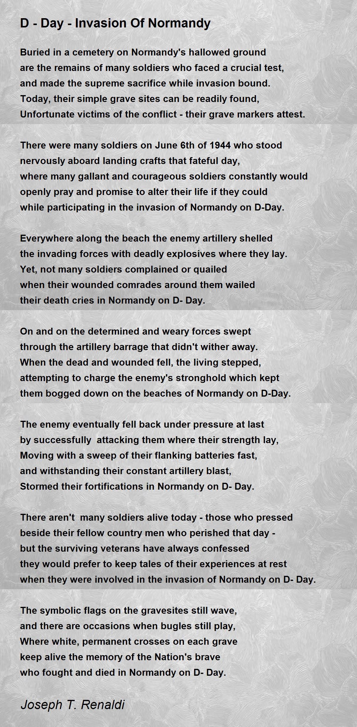 D - Day - Invasion Of Normandy Poem by Joseph T. Renaldi - Poem Hunter
