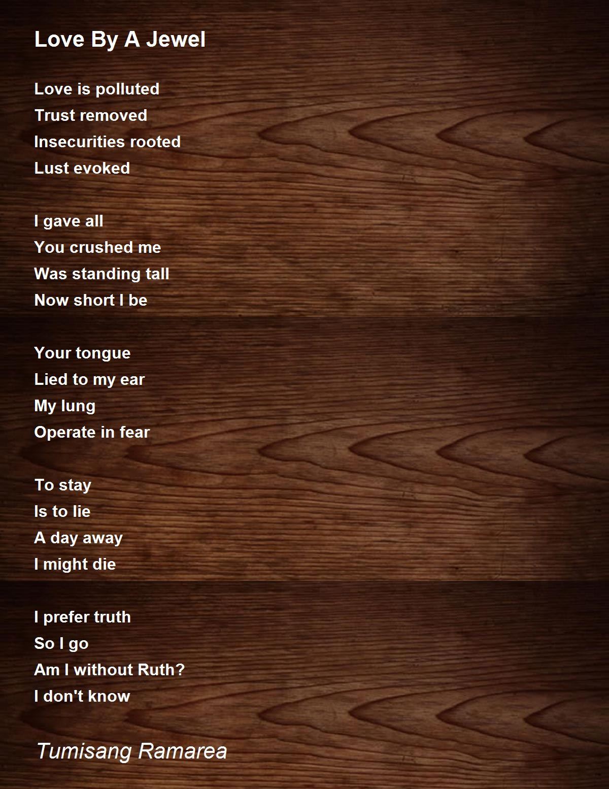 Love By A Jewel Love By A Jewel Poem by Tumisang Ramarea