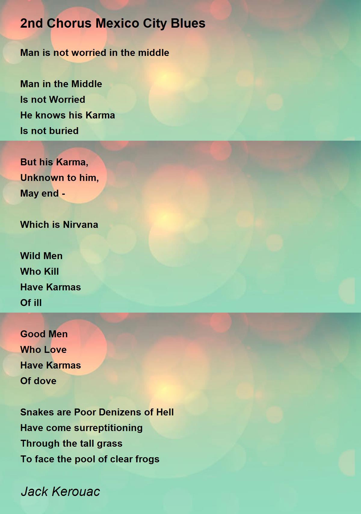 2nd Chorus Mexico City Blues Poem by Jack Kerouac - Poem 