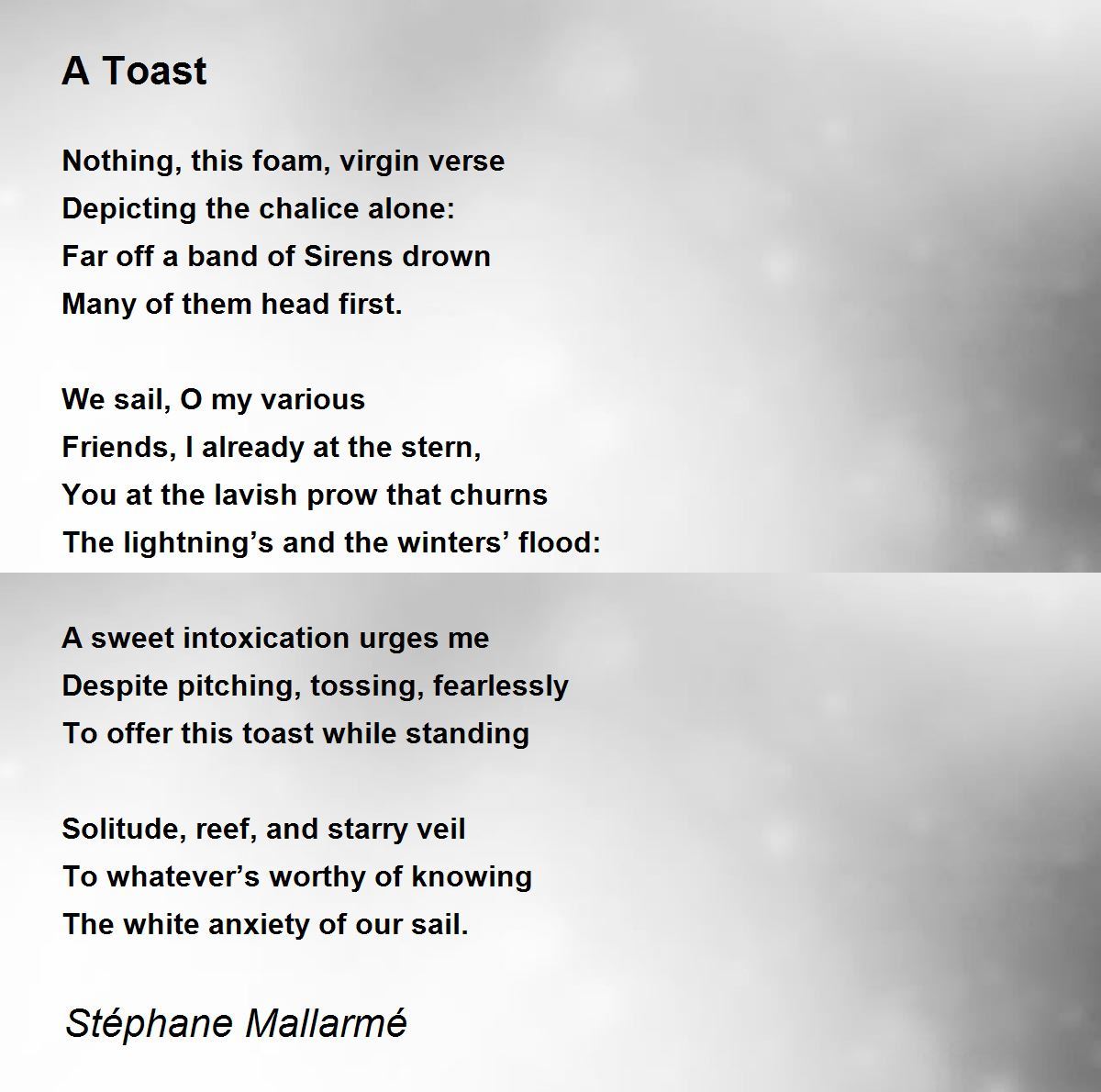 A Toast A Toast Poem by Stéphane Mallarmé