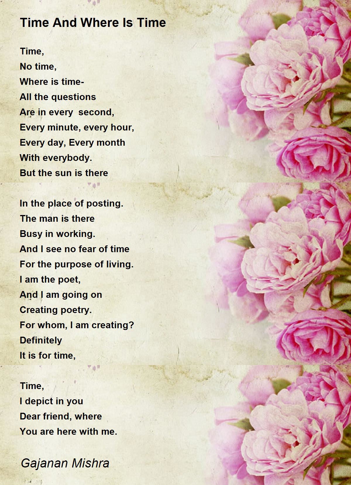 Time And Where Is Time by Gajanan Mishra Time And Where Is Time Poem