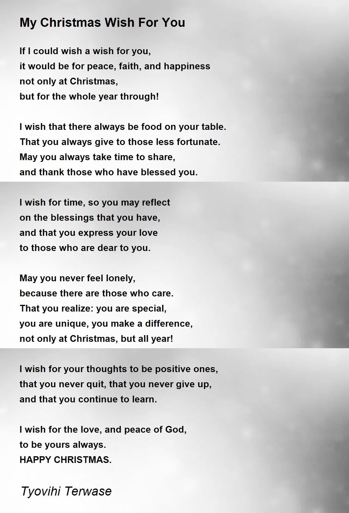 My Christmas Wish For You My Christmas Wish For You Poem by Tyovihi