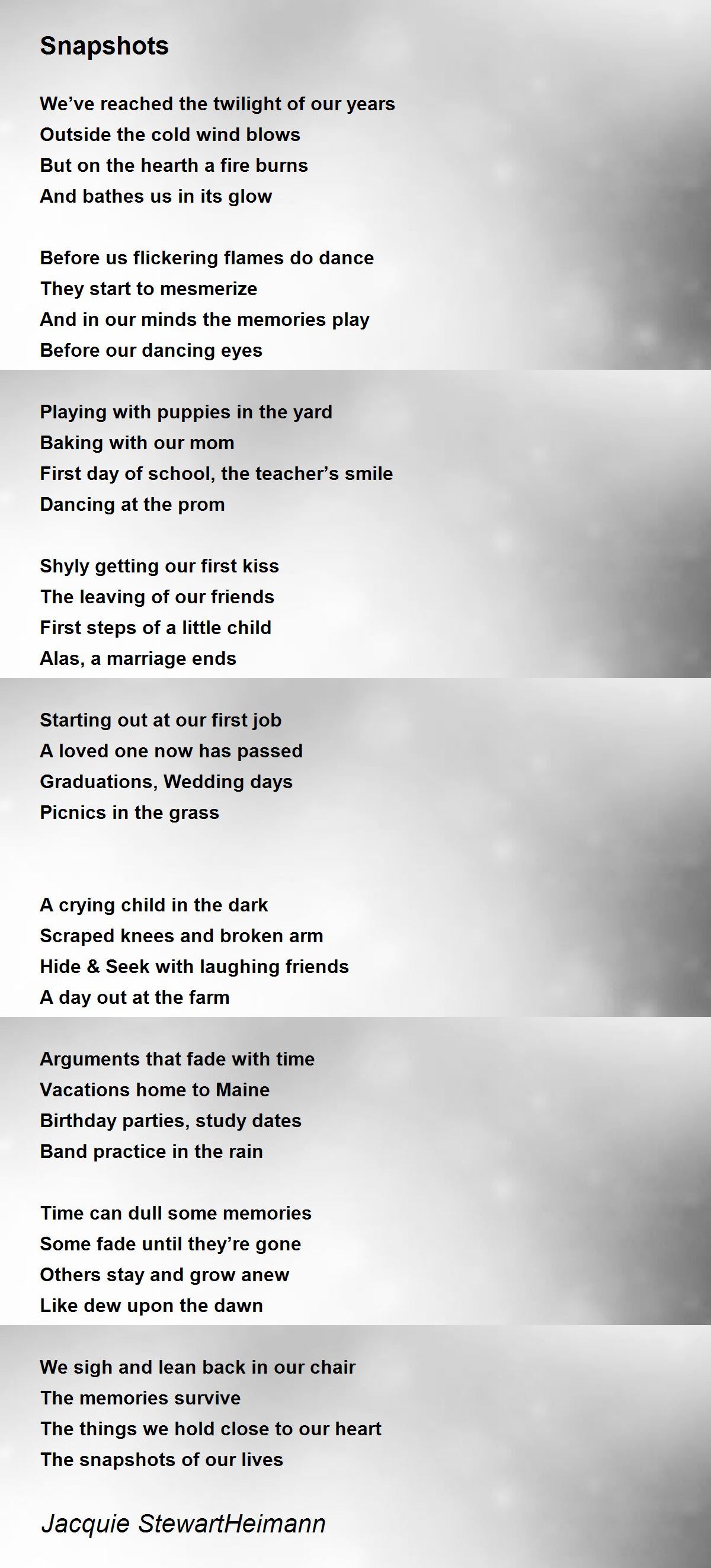 Snapshots Poem by Jacquie StewartHeimann Poem Hunter