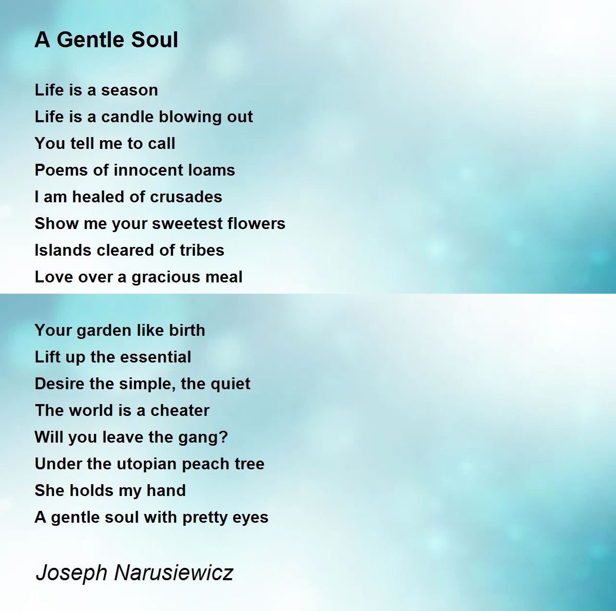 A Gentle Soul A Gentle Soul Poem by Joseph Narusiewicz