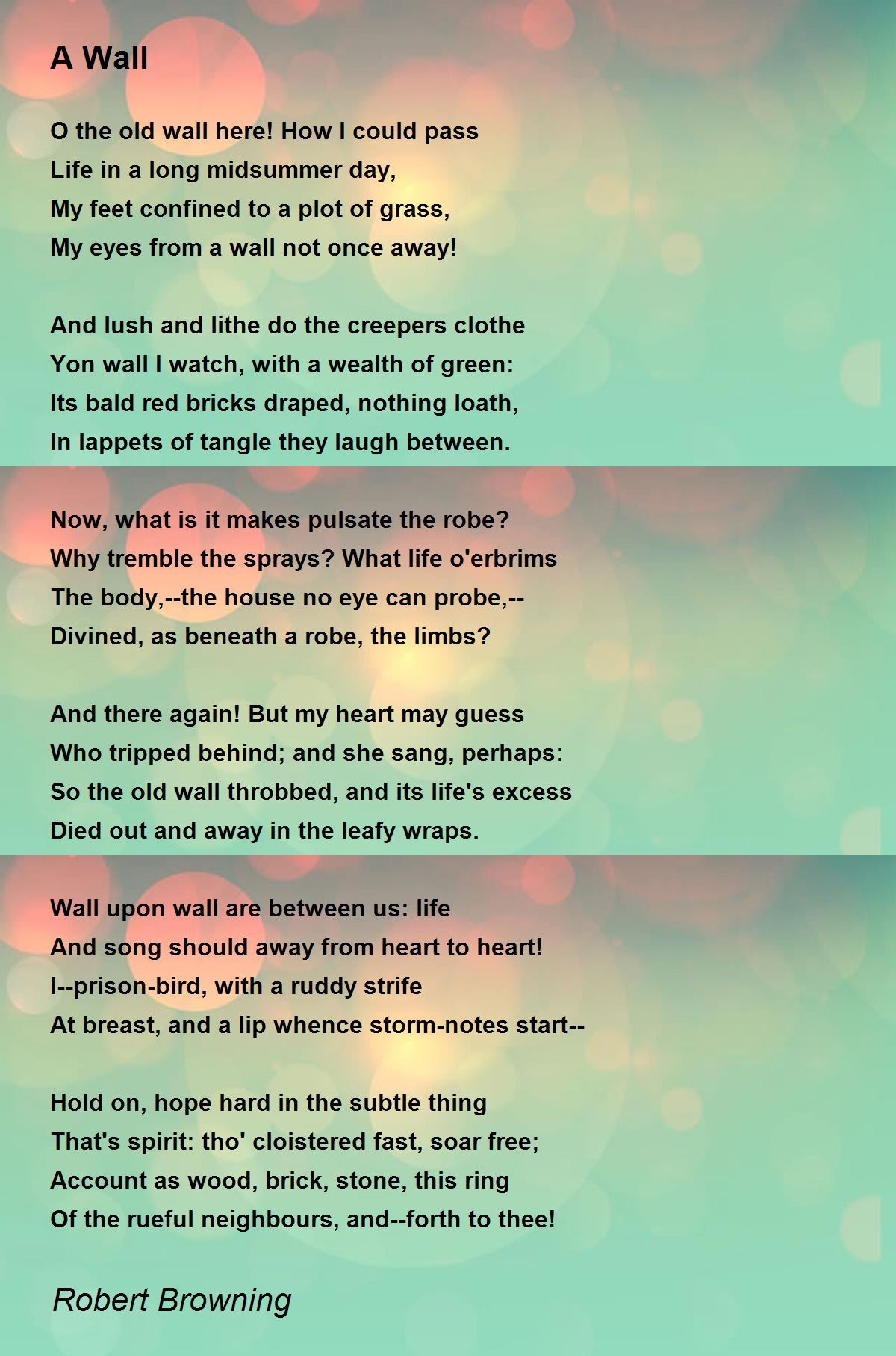 A Wall Poem by Robert Browning - Poem Hunter