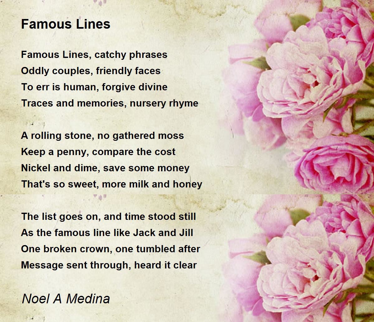 Famous Lines By Noel A Medina Famous Lines Poem