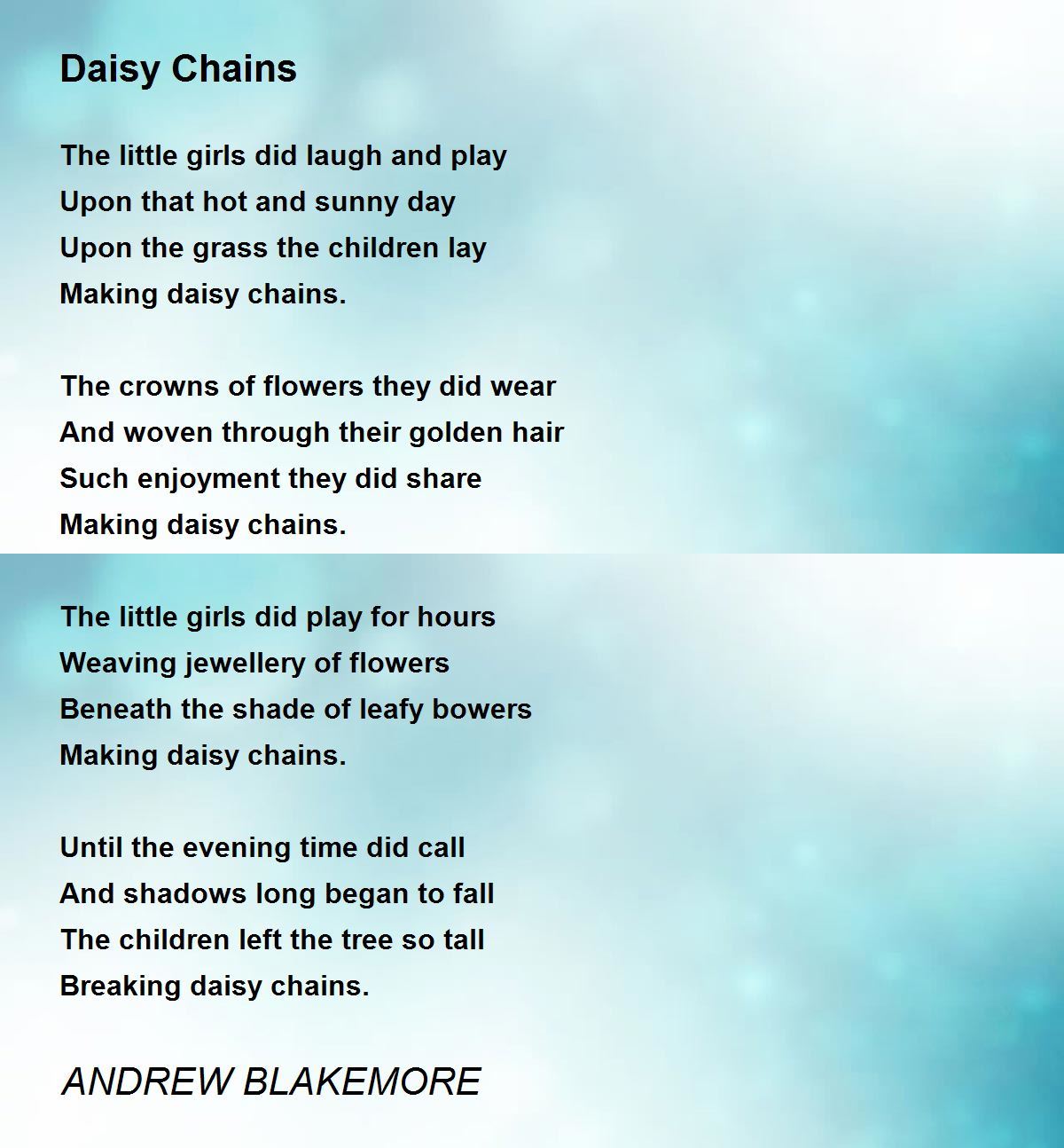 Daisy Chains Daisy Chains Poem by ANDREW BLAKEMORE