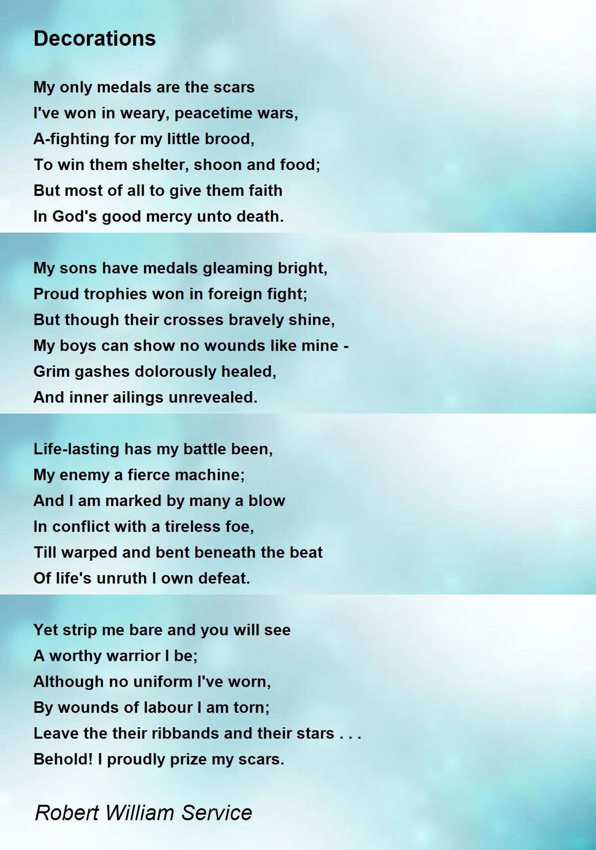 Decorations Poem by Robert William Service - Poem Hunter