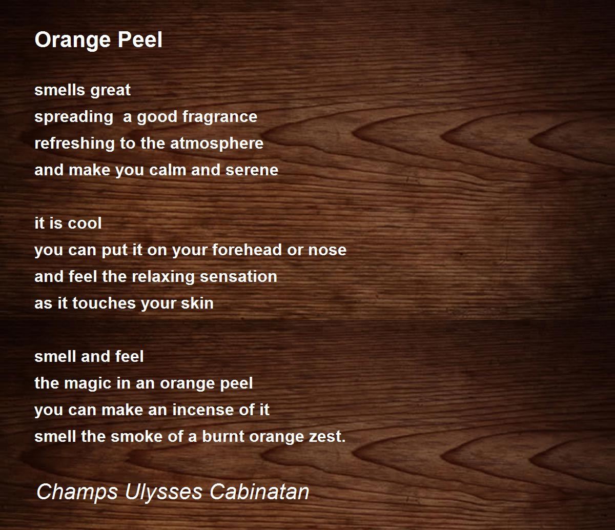 Orange Peel by Champs Ulysses Cabinatan Orange Peel Poem