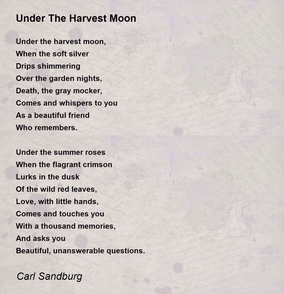 Under The Harvest Moon Poem by Carl Sandburg - Poem Hunter