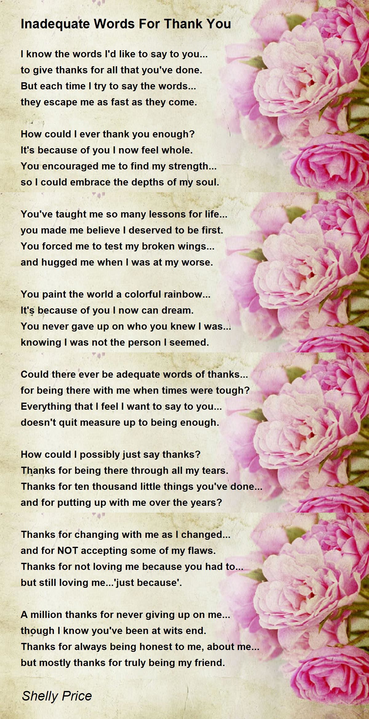 Inadequate Words For Thank You - Inadequate Words For Thank You Poem by ...