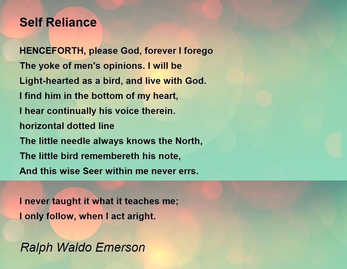 Essay about self reliance by ralph waldo emerson