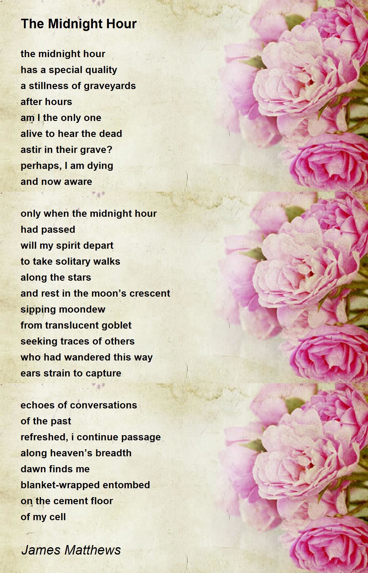 The Midnight Hour Poem by James Matthews Poem Hunter