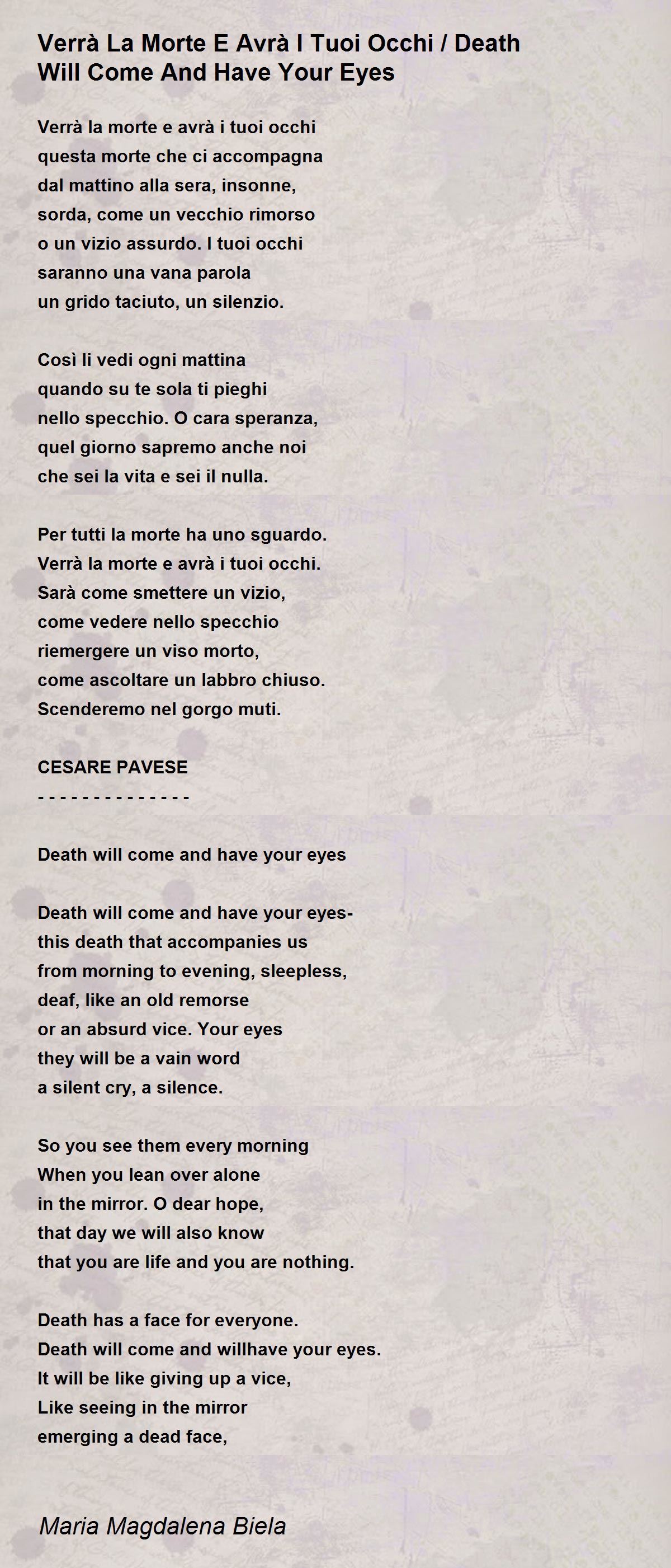 Verrà La Morte E Avrà I Tuoi Occhi Poesie