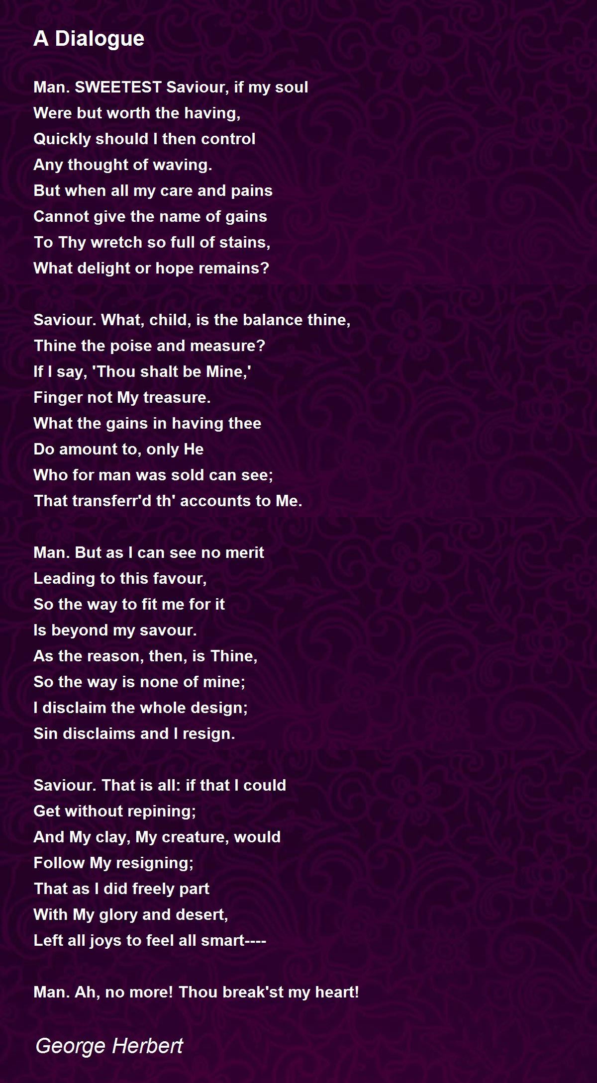 A Dialogue Poem by George Herbert - Poem Hunter