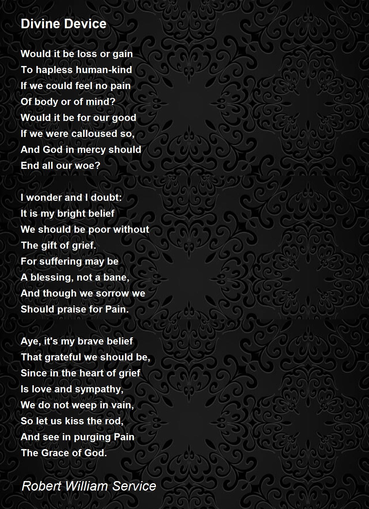 Divine Device Poem by Robert William Service Poem Hunter