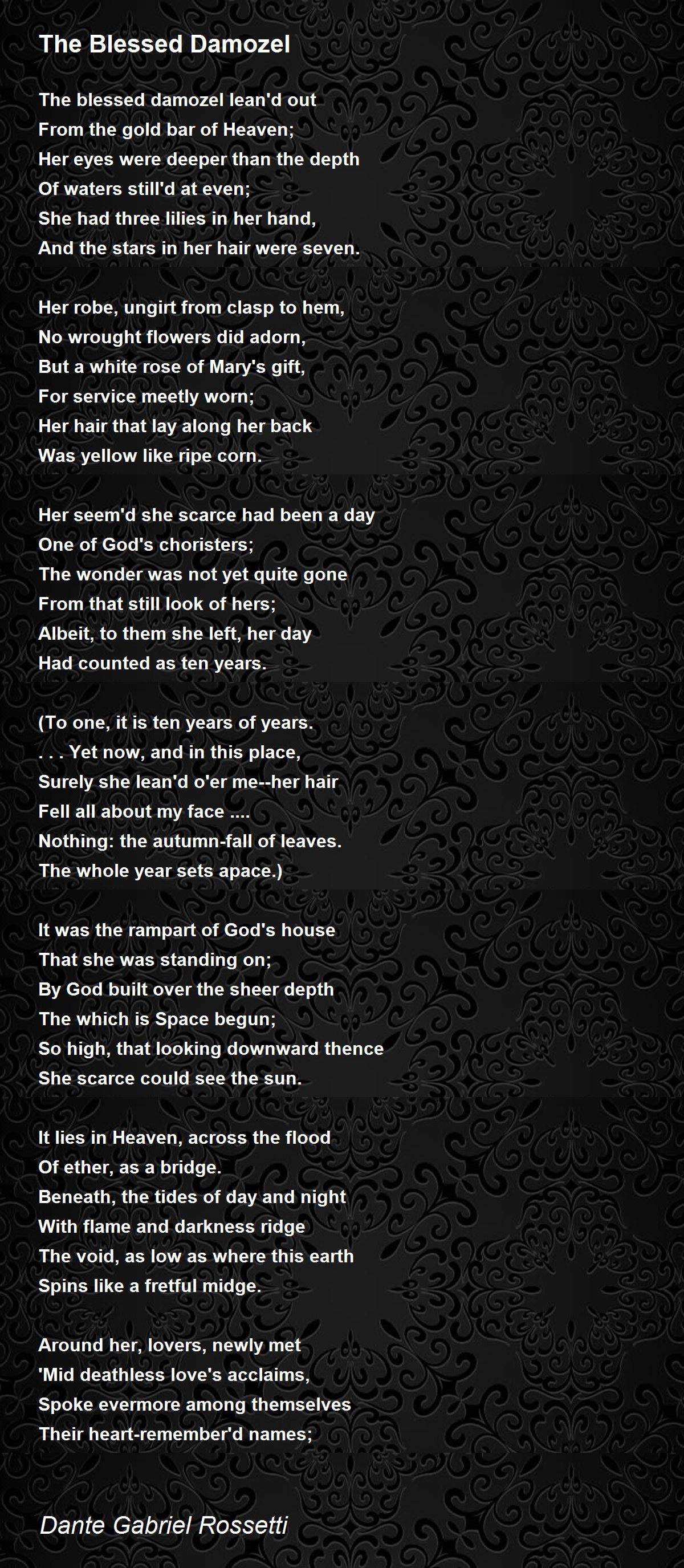 The Blessed Damozel The Blessed Damozel Poem by Dante Gabriel Rossetti