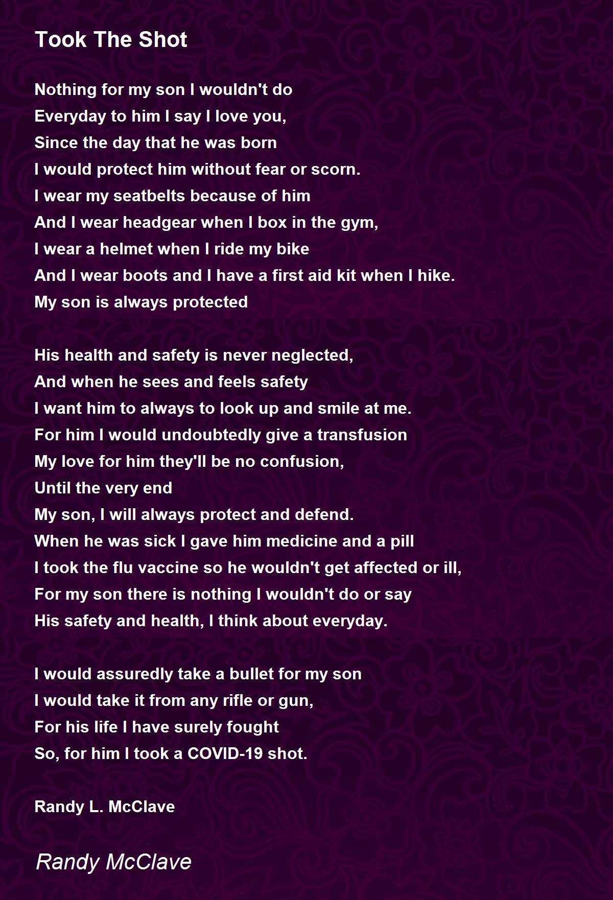 Took The Shot by Randy McClave Took The Shot Poem