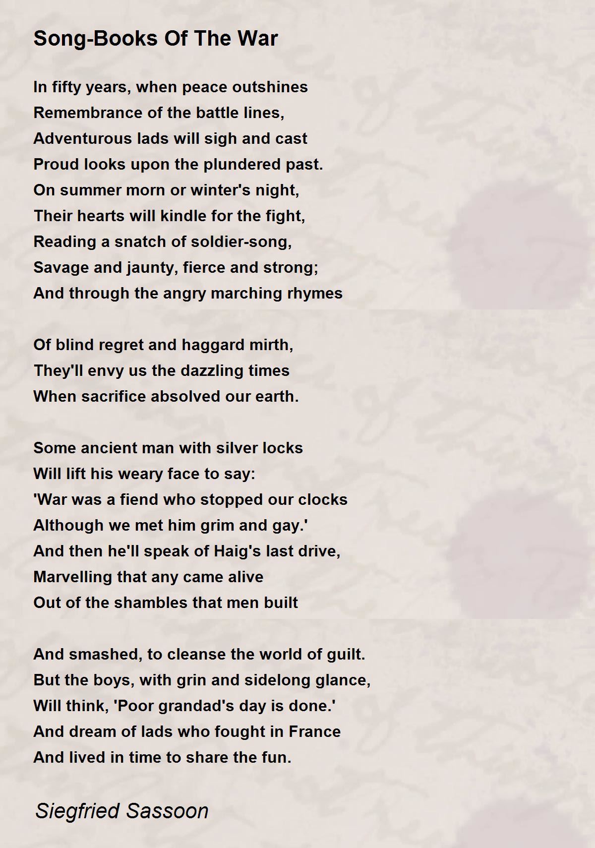 Song-Books Of The War Poem by Siegfried Sassoon - Poem Hunter