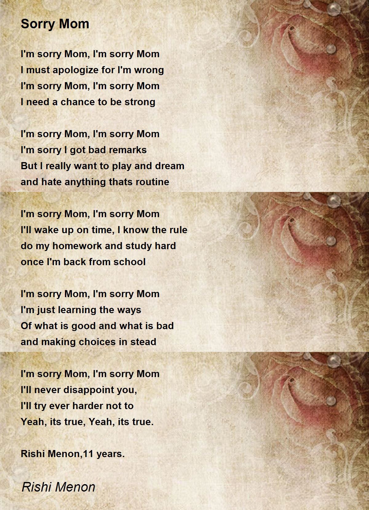 Poems about being sorry