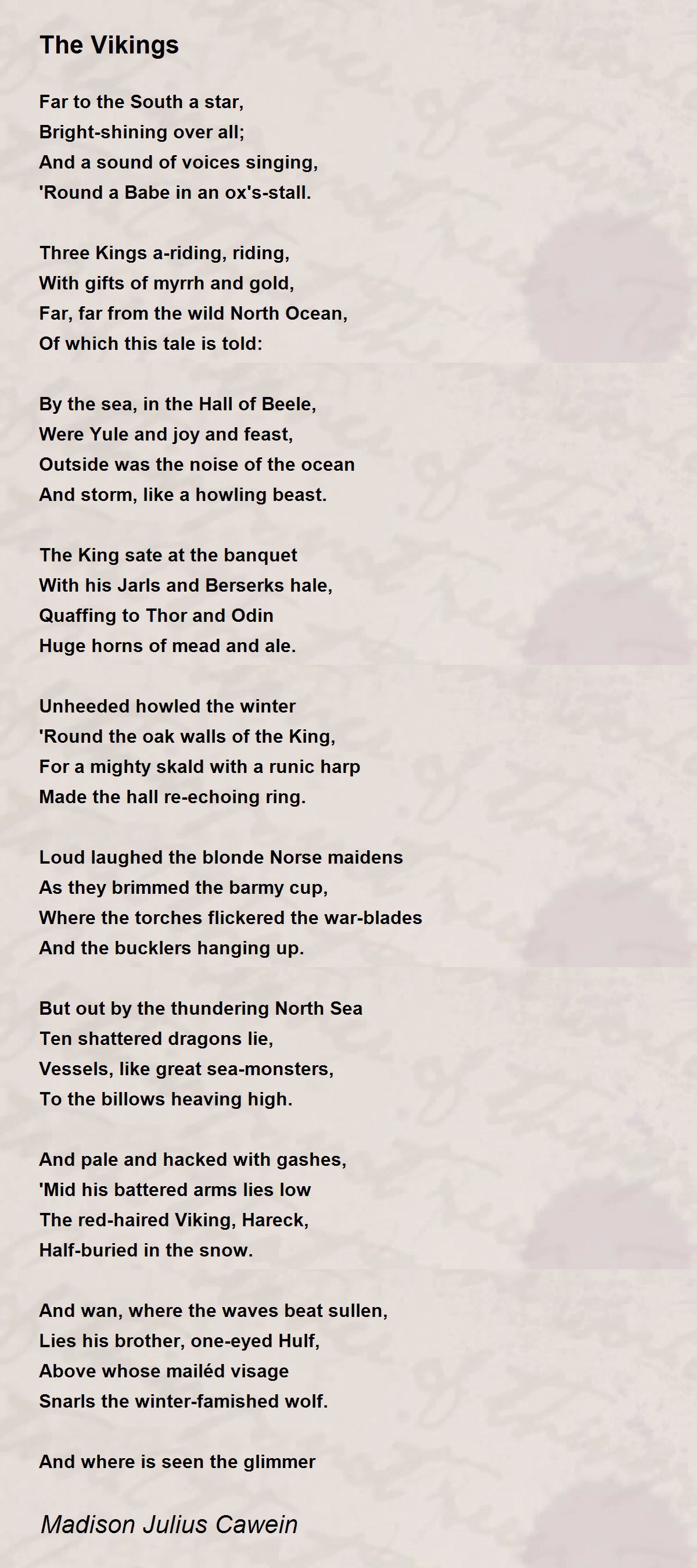 The Vikings by Madison Julius Cawein The Vikings Poem