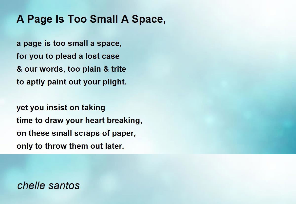 A Page Is Too Small A Space By Chelle Santos A Page Is Too Small A