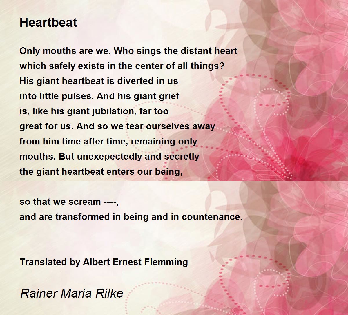 Heartbeat Poem by Rainer Maria Rilke - Poem Hunter