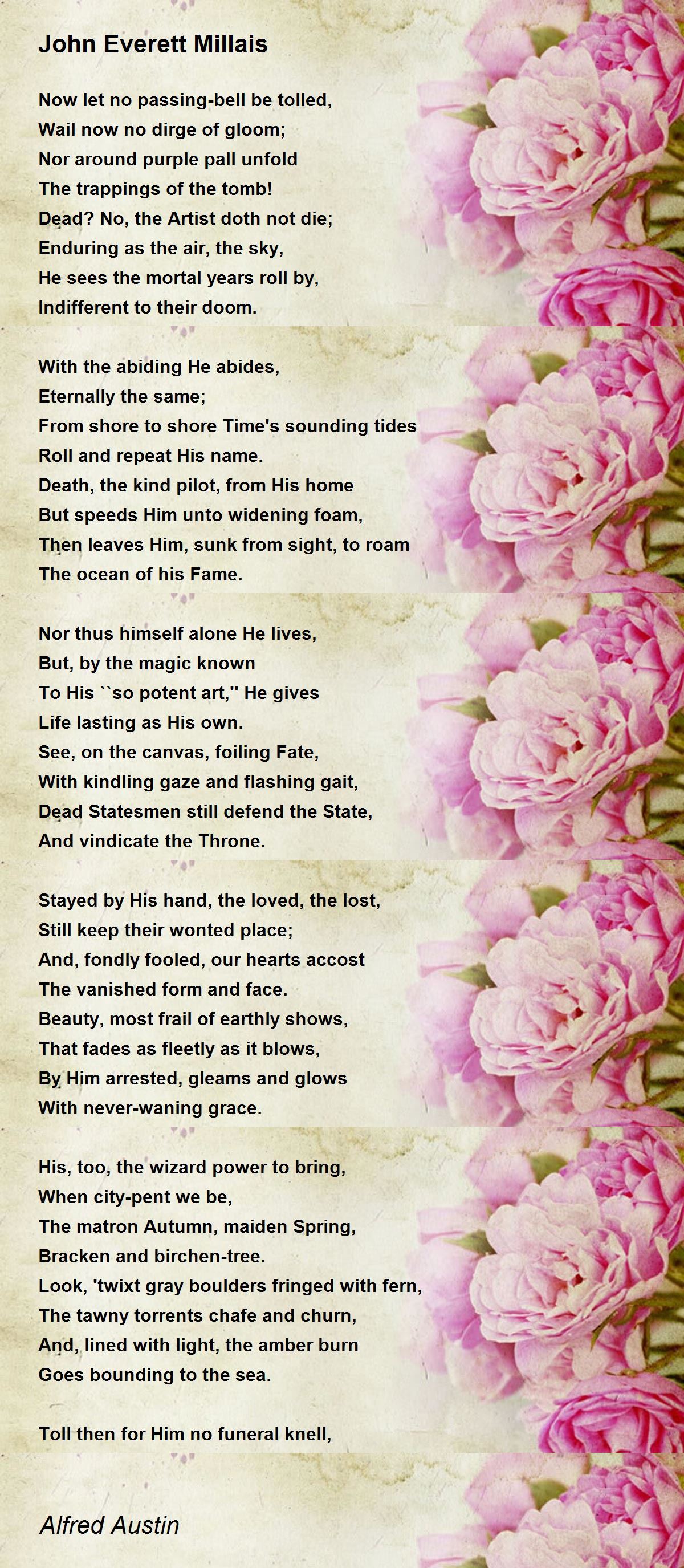 John Everett Millais John Everett Millais Poem by Alfred Austin