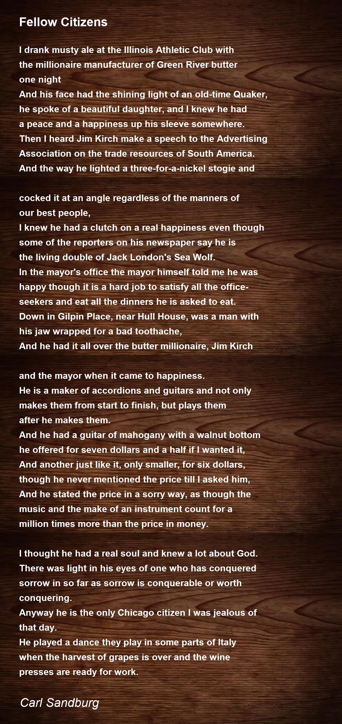 Fellow Citizens Poem by Carl Sandburg - Poem Hunter