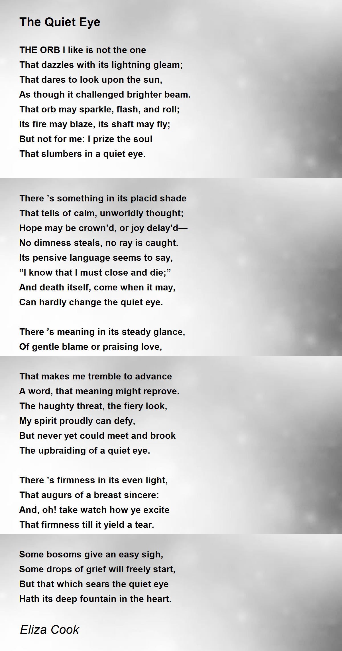The Quiet Eye The Quiet Eye Poem by Eliza Cook