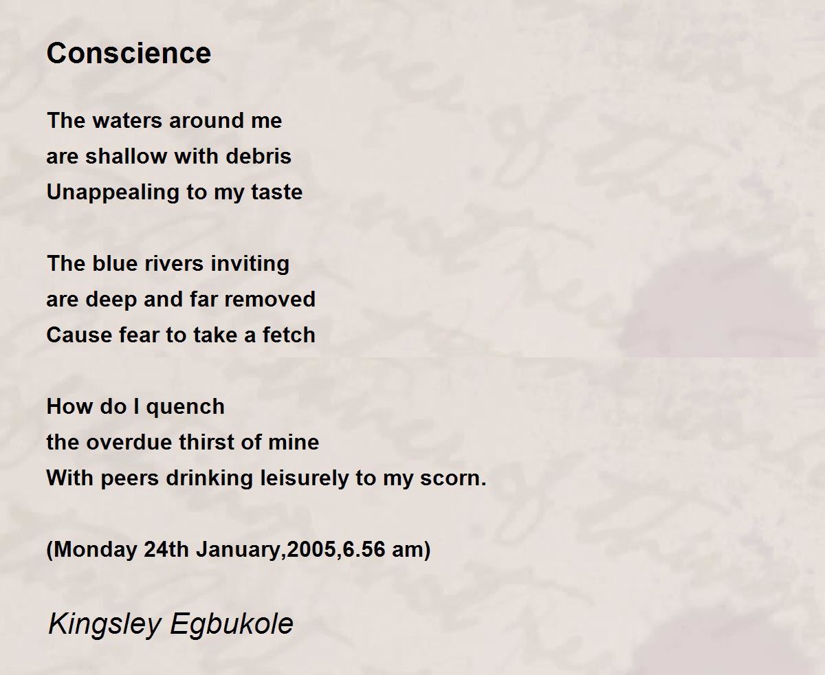 Conscience Conscience Poem by Kingsley Egbukole