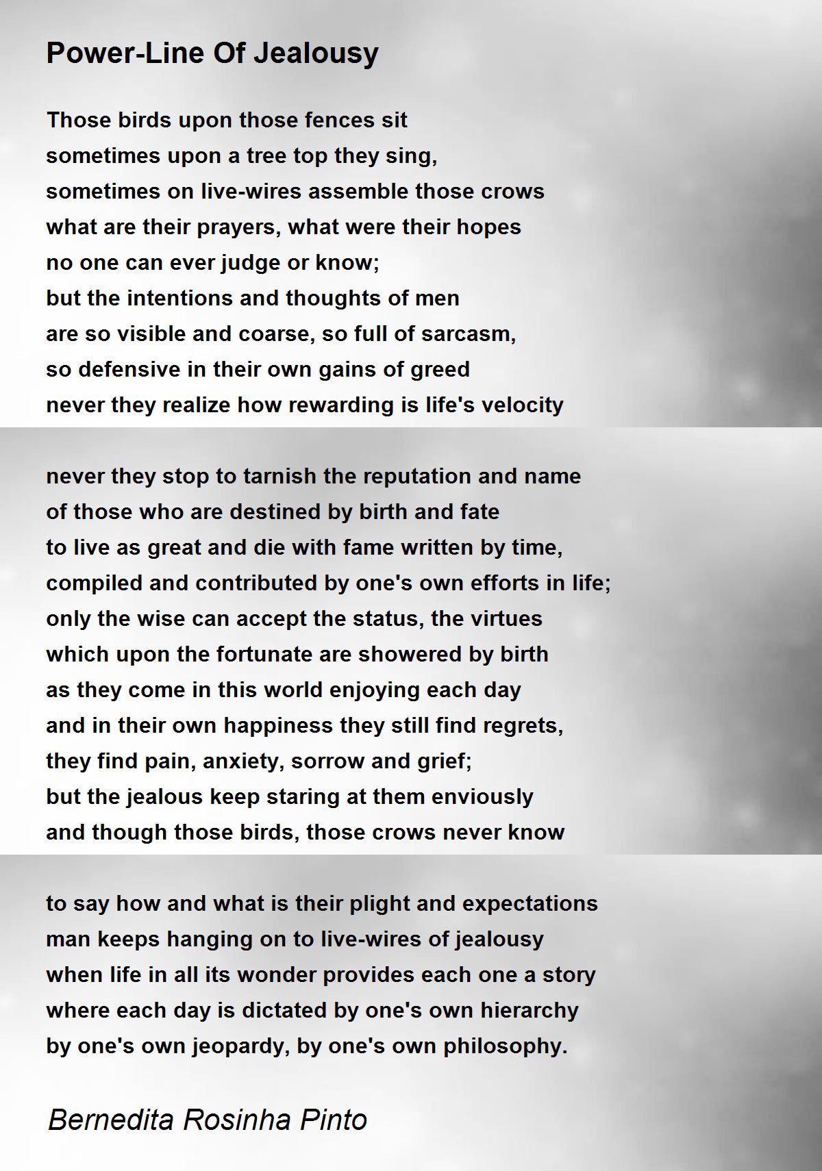 PowerLine Of Jealousy PowerLine Of Jealousy Poem by Bernedita