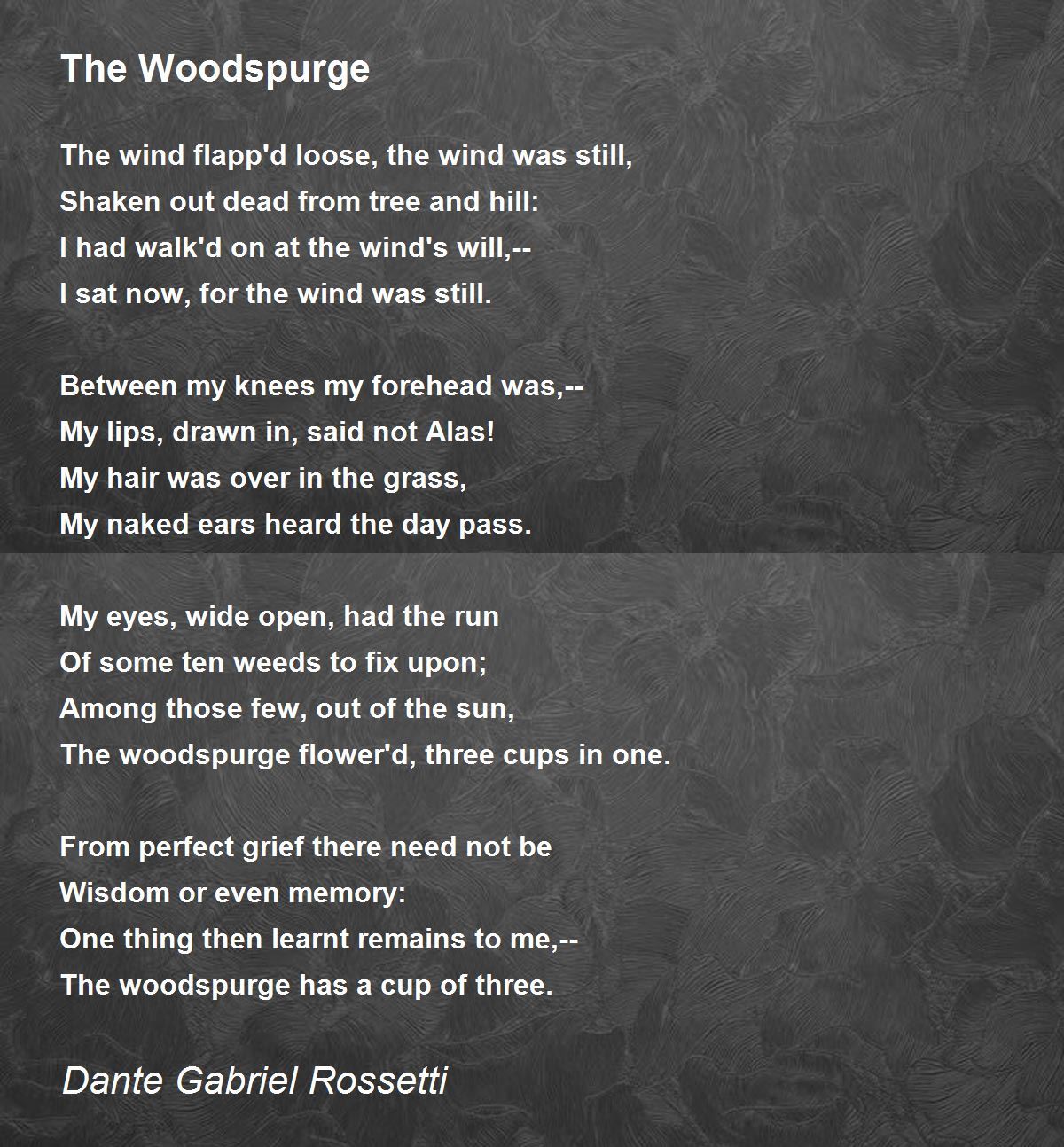 The Woodspurge Poem by Dante Gabriel Rossetti - Poem Hunter