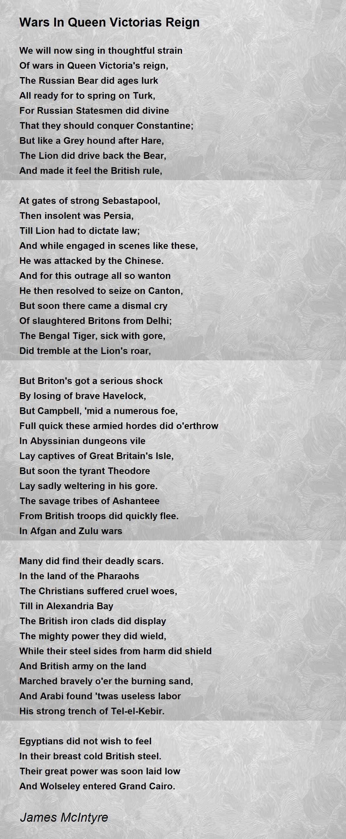 Wars In Queen Victorias Reign Wars In Queen Victorias Reign Poem by