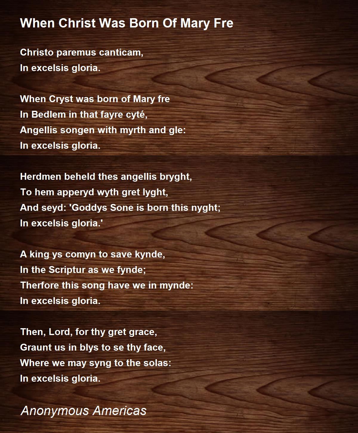 When Christ Was Born Of Mary Fre When Christ Was Born Of Mary Fre