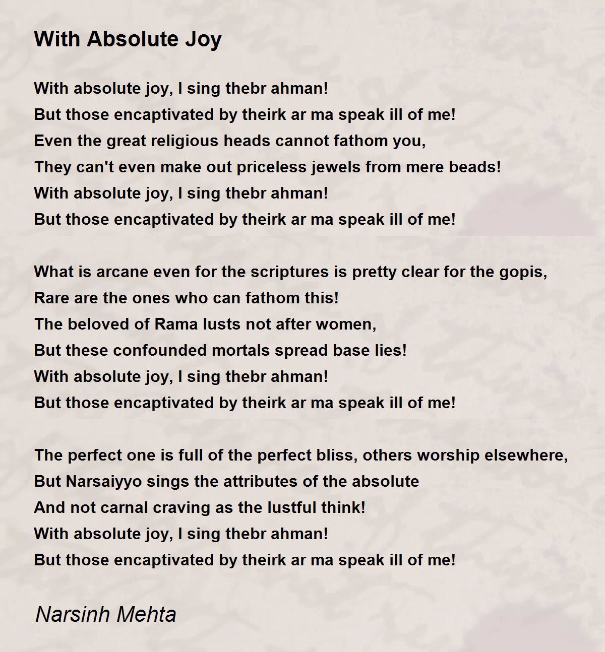 With Absolute Joy With Absolute Joy Poem by Narsinh Mehta