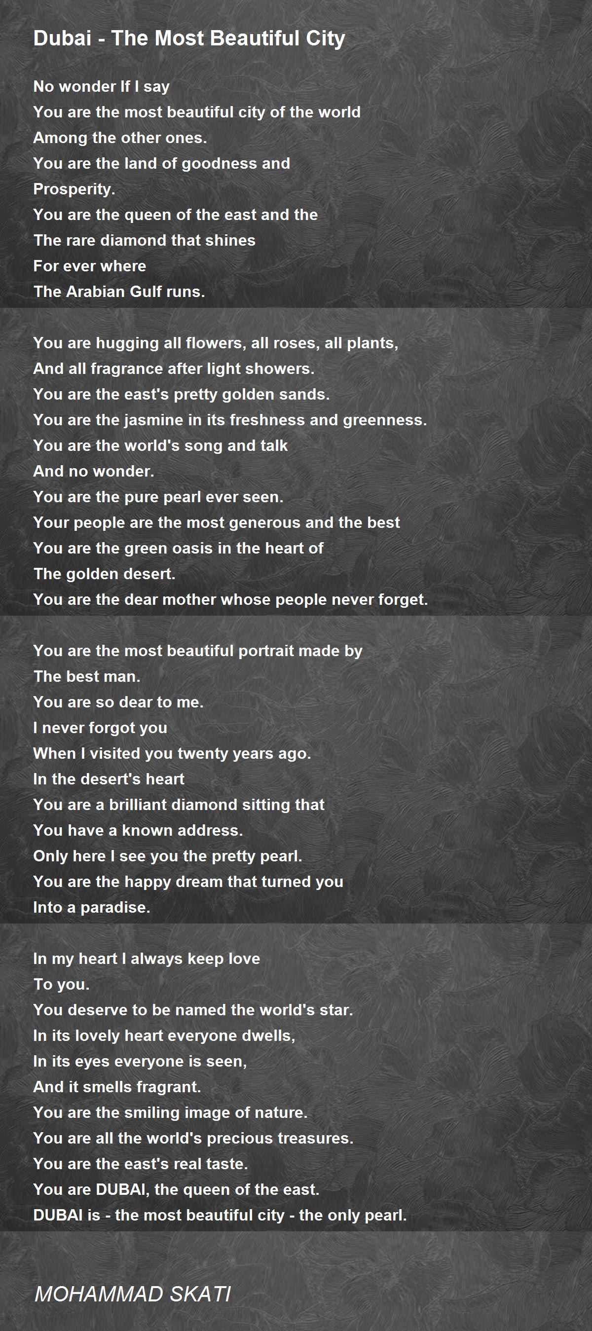 Dubai - The Most Beautiful City Poem by MOHAMMAD SKATI - Poem Hunter