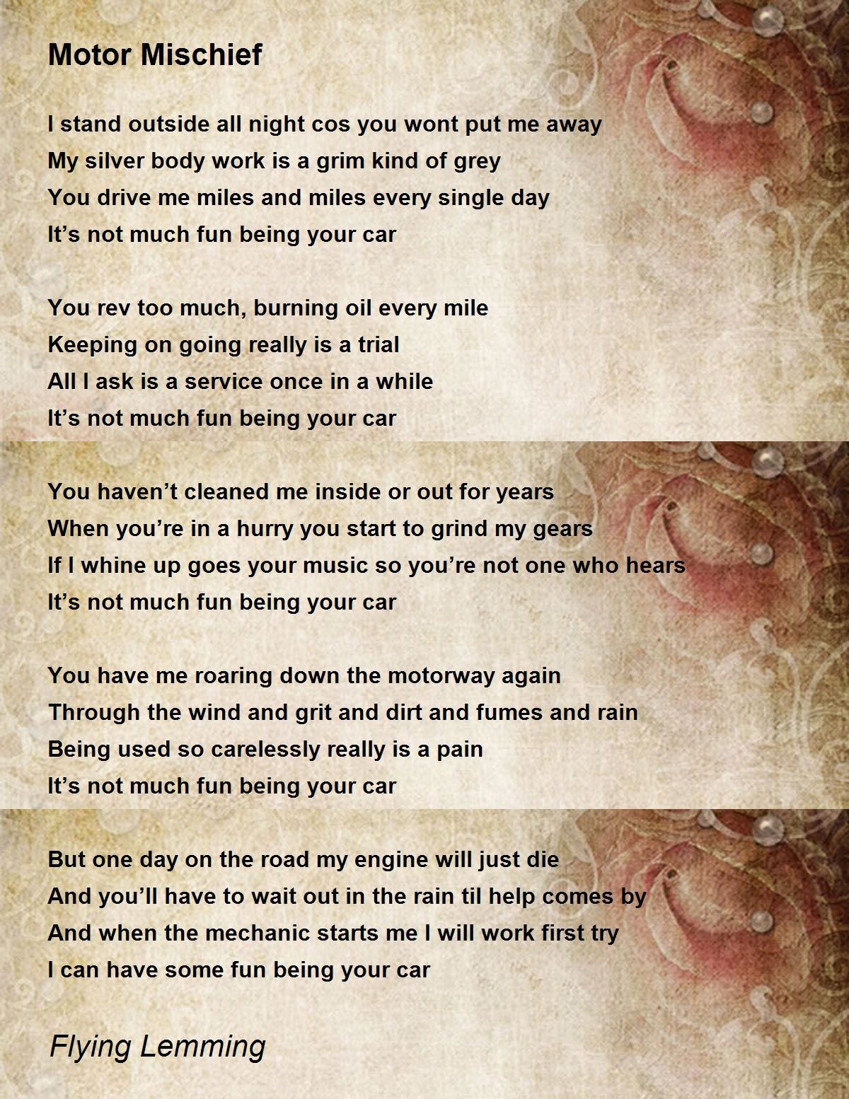 Motor Mischief Motor Mischief Poem by Flying Lemming