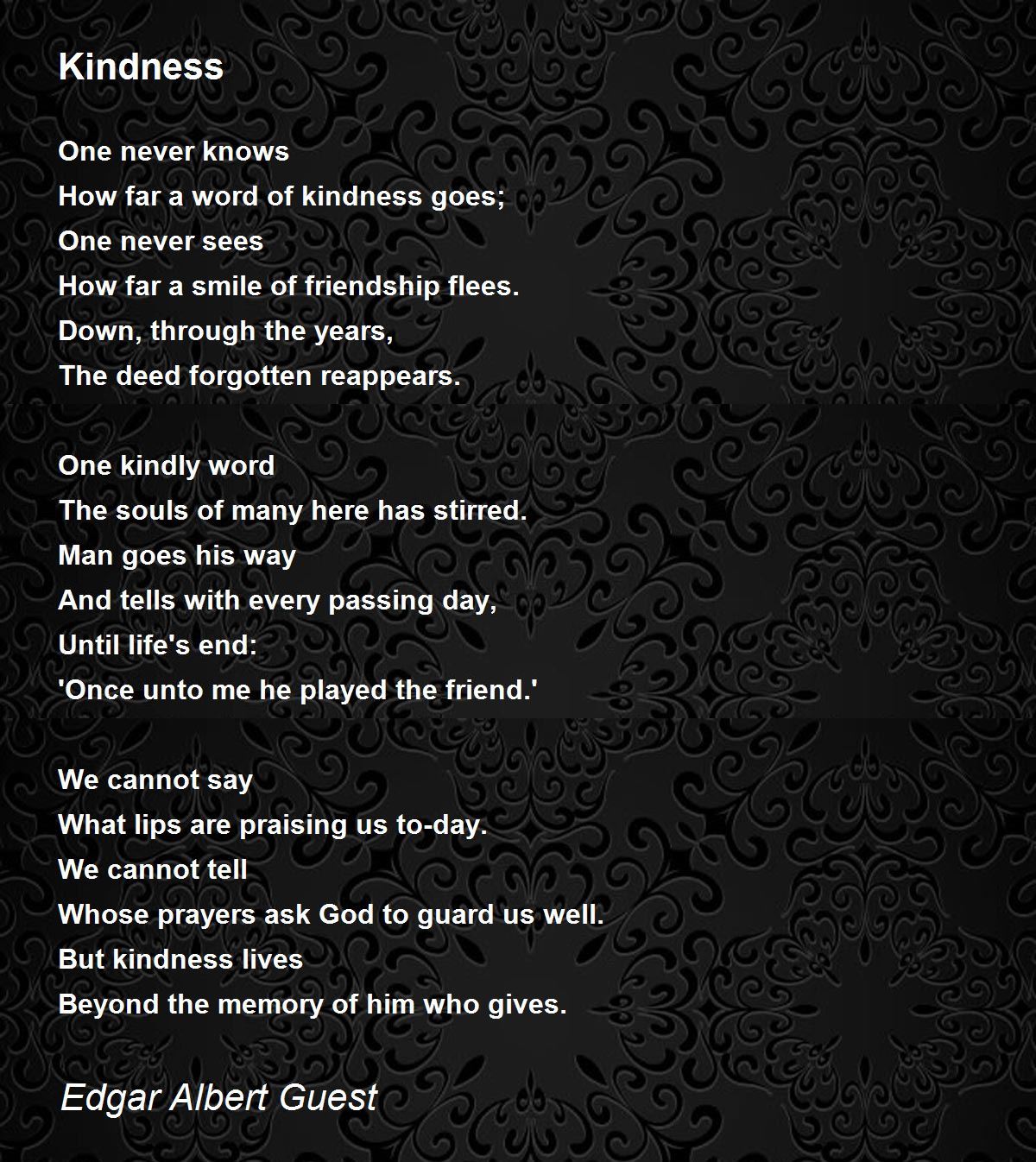 Kindness Poem by Edgar Albert Guest - Poem Hunter