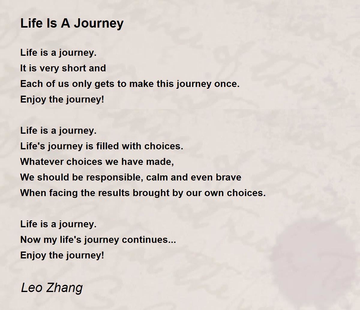 poem on journey of life