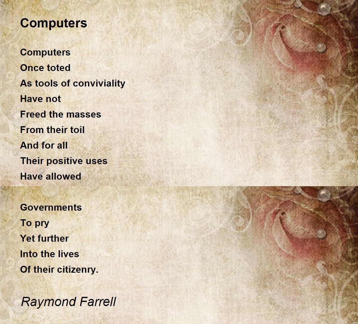 Computers Computers Poem by Raymond Farrell