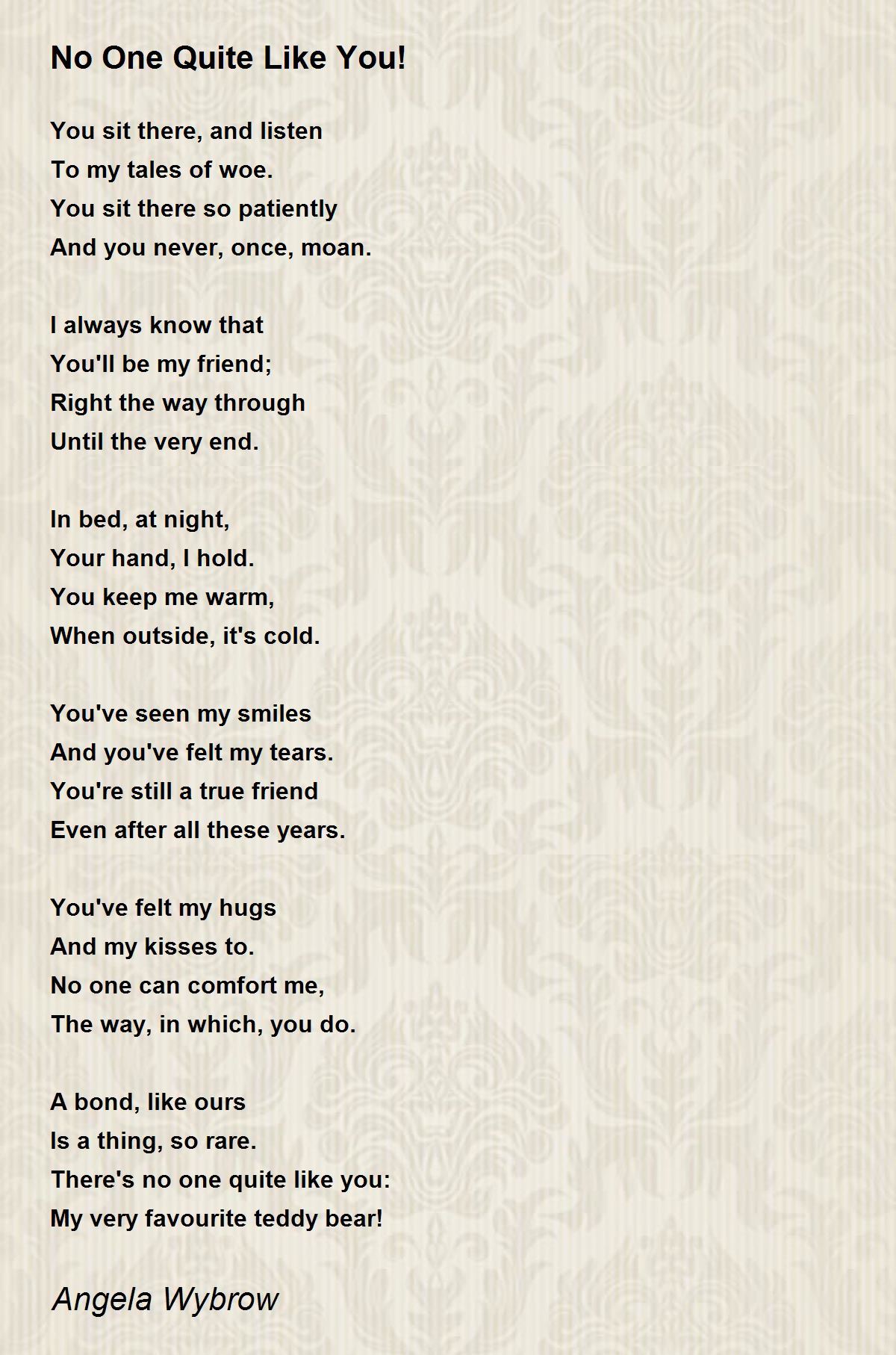 No One Quite Like You! - No One Quite Like You! Poem by Angela Wybrow