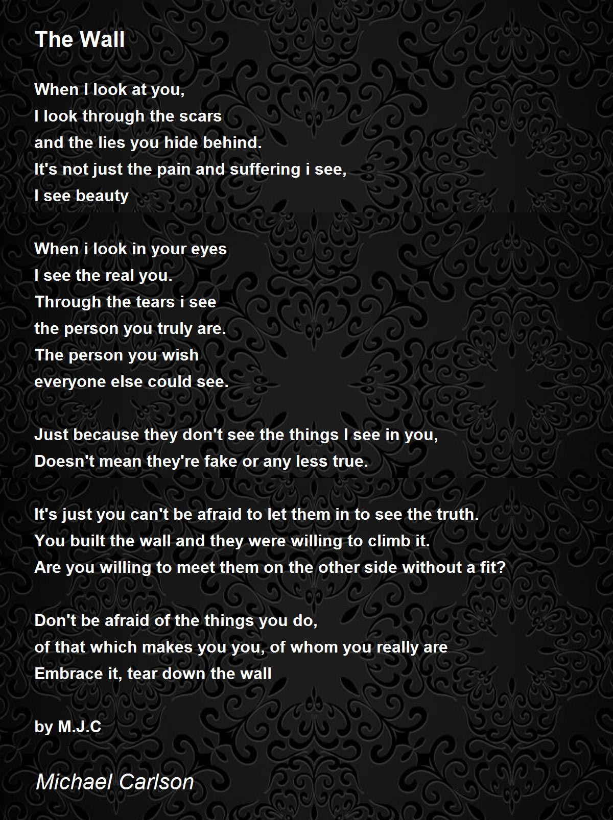 The Wall The Wall Poem by Michael Carlson