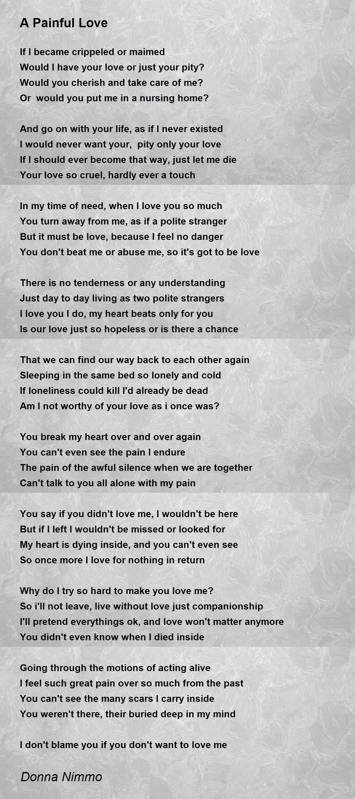 Love hurting you poems someone about 58 Absolutely