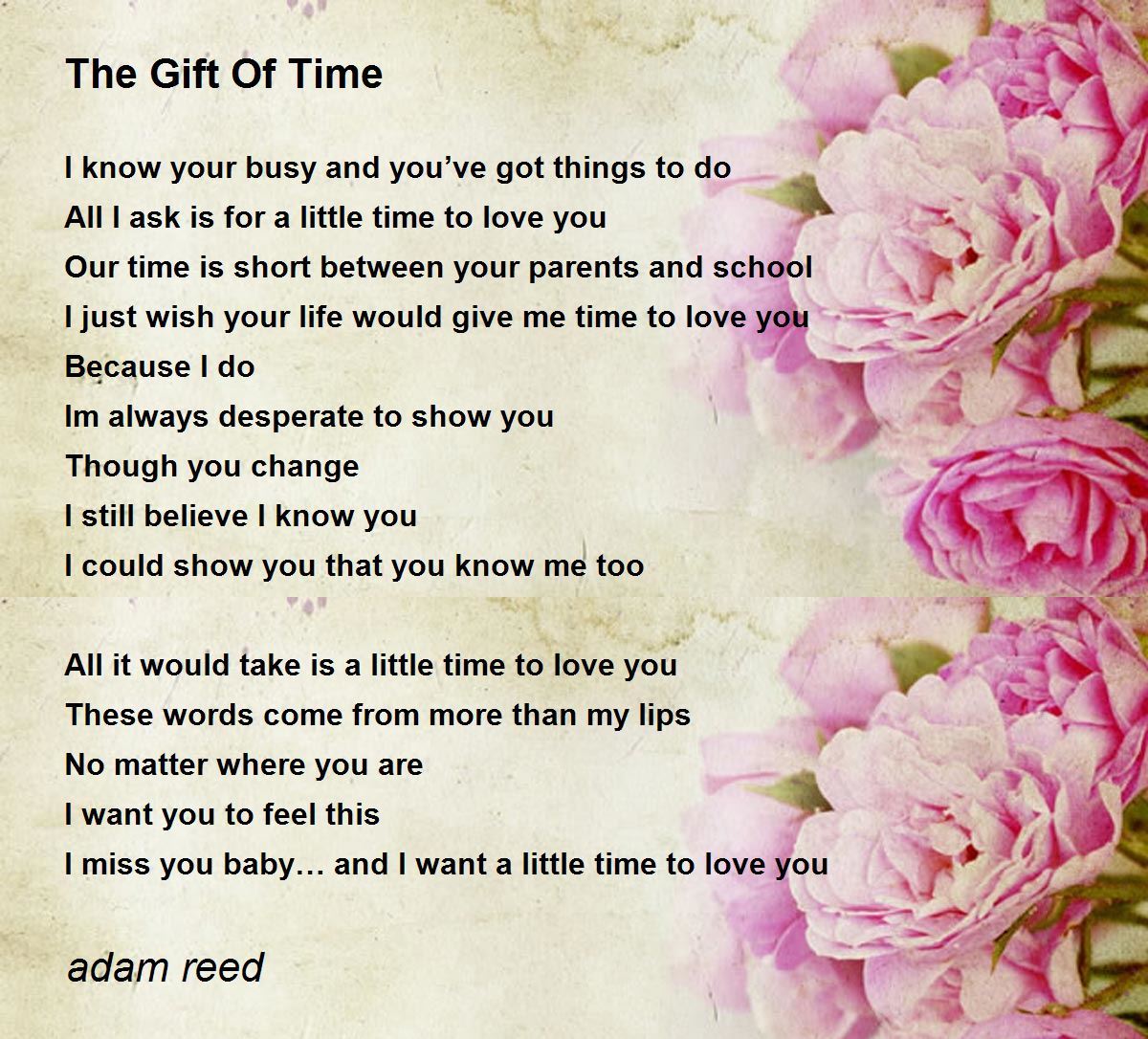 The Gift Of Time The Gift Of Time Poem by adam reed
